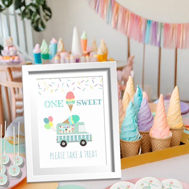 One is Sweet please take a treat ice cream sign (Creator Uploaded)