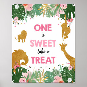 One is Sweet Safari Animals Girl Birthday Sign