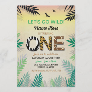 One Jungle 1st Birthday Party Safari ZOO Invite