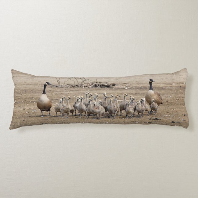 One Large Canada Goose Family Body Cushion (Front)