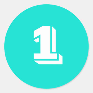 One Large Round Turquoise Number Stickers by Janz