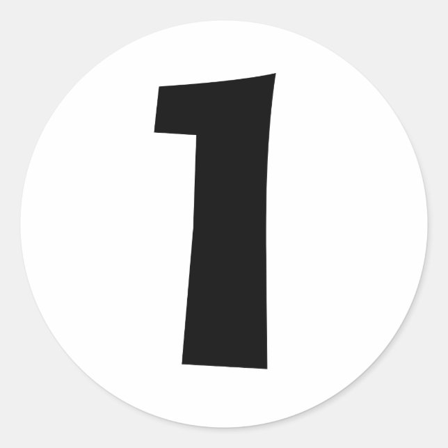 One Large Round White Number Stickers by Janz (Front)