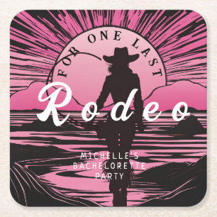 One Last Rodeo Bachelorette Square Paper Coaster