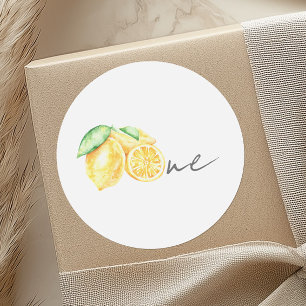 One Lemon First Birthday Citrus Classic Round Sticker