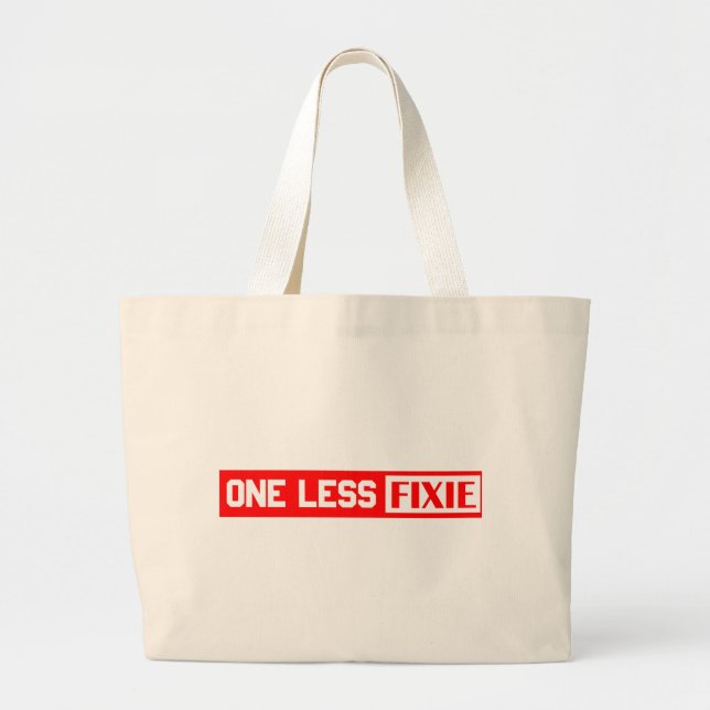 One Less Fixie Large Tote Bag (Front)