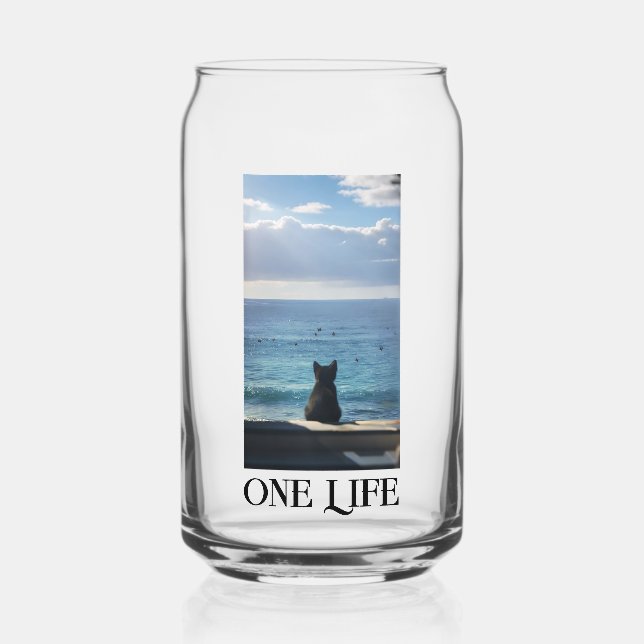 One Life Cat Can Glass (Front)