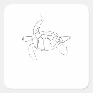 One Line Art tortoise Square Sticker