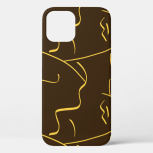 One Line Drawing Faces Pattern iPhone 12 Case