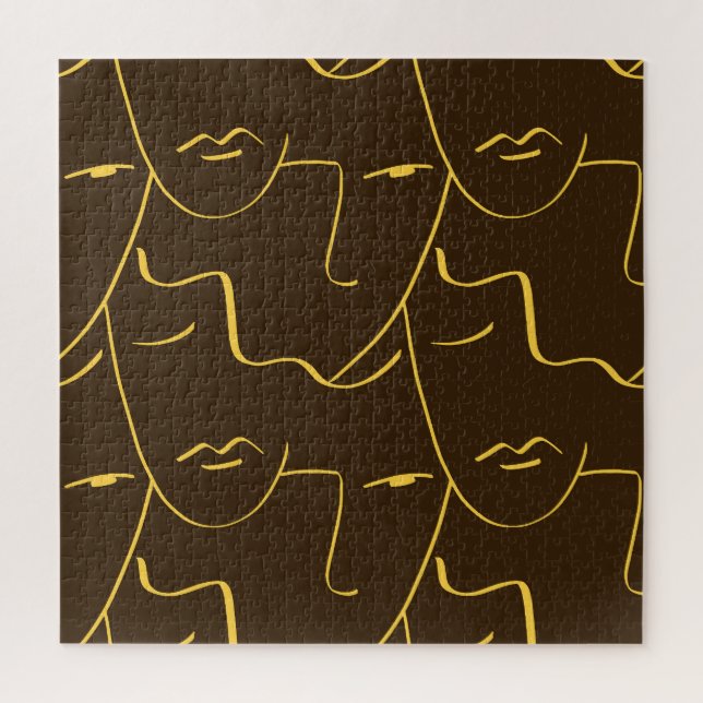 One Line Drawing Faces Pattern Jigsaw Puzzle (Vertical)