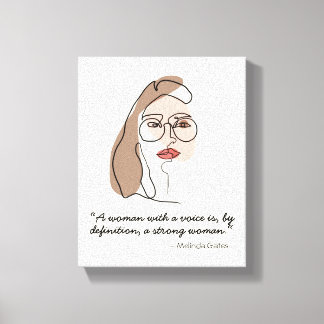 One Line Face Drawing with Quote Canvas Print