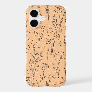 One-Line Floral Tulip & Wildflower Seamless Phone 