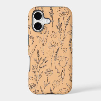 One-Line Floral Tulip & Wildflower Seamless Phone 