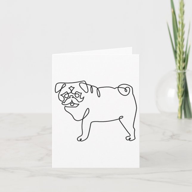 One Line Pug Tattoo _1  Card (Front)