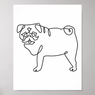 One Line Pug Tattoo _1 Poster
