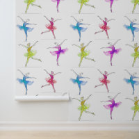 One line stroke colourful dancing balerina pattern