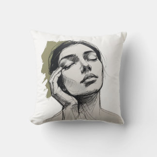 One-Line Thinking Face with Hand – Minimalist Pill Cushion