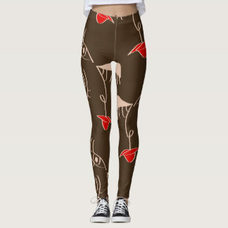 One-line woman face: abstract pattern. leggings