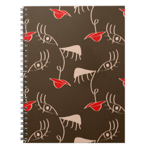 One-line woman face: abstract pattern. notebook