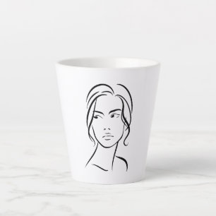 One Line Woman Face Drawing 4 Latte Mug