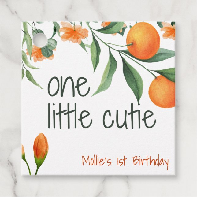 One Little Cutie First 1st Birthday Favour Tag (Front)