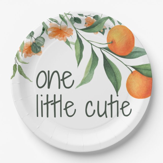 One Little Cutie First 1st Birthday Paper Plates (Front)