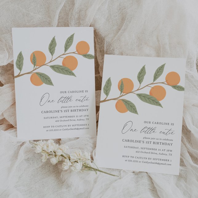 One Little Cutie Orange Citrus 1st Birthday Invitation (Creator Uploaded)
