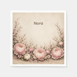 One Little Friend Floral First Birthday Napkin