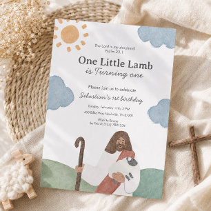 One Little Lamb Psalm 23 Birthday Invitation