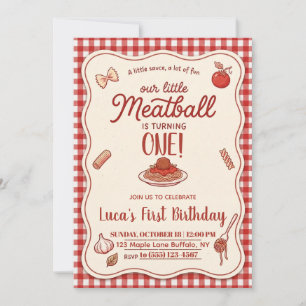 One Little Meatball First Birthday Invitation