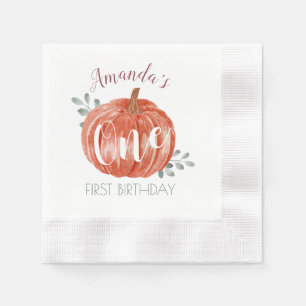 One Little Pumpkin 1st Birthday  Napkin