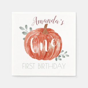 One Little Pumpkin 1st Birthday  Napkin
