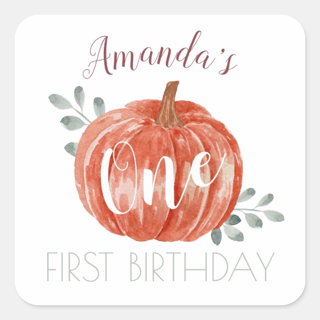 One Little Pumpkin 1st Birthday  Napkins Square Sticker (Front)