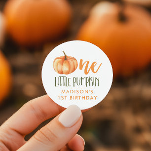 One Little Pumpkin Baby's 1st Birthday Classic Round Sticker