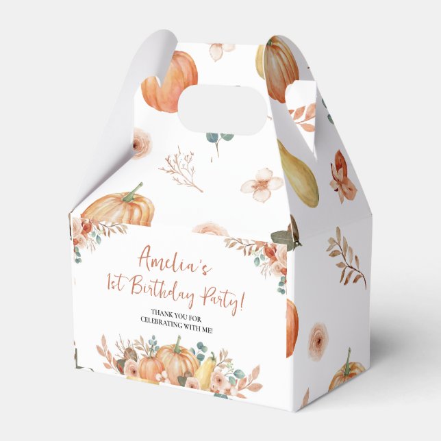 One Little Pumpkin First Birthday Favour Box (Front Side)