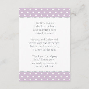 One Little Request Lavender Baby Shower Book Enclosure Card