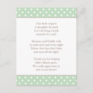 One Little Request Mint Green Baby Shower Book Enclosure Card