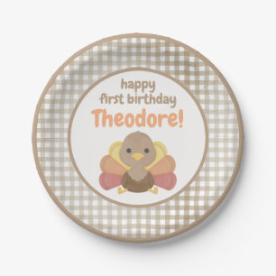 One Little Turkey First Birthday Party Paper Plate