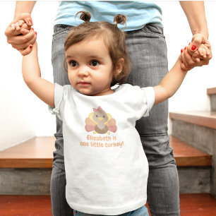 One Little Turkey Girl Birthday Toddler T-Shirt
