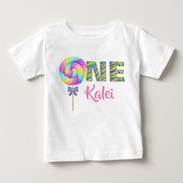 One Lollipop Custom Baby T-Shirt (Front)