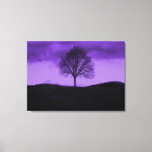 One Lone Tree Pop Art Purple Landscape Canvas