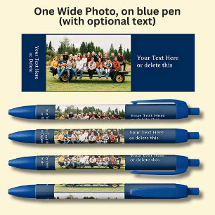One Long Wide Photo with optional text on Blue Blue Ink Pen