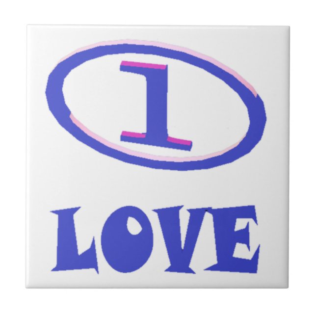 One Love art pattern blue hint of purple           Tile (Front)