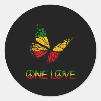 One Love Butterfly Rasta Reggae Peace Classic Round Sticker