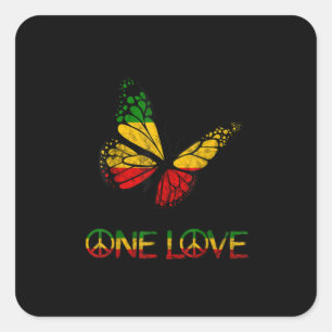 One Love Butterfly Rasta Reggae Peace Square Sticker