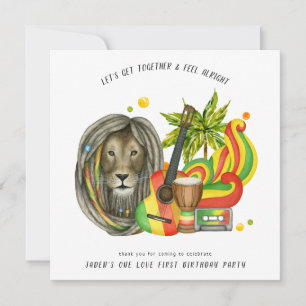 One Love First Birthday Party Invitation