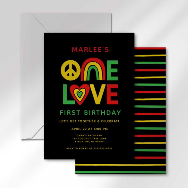 One Love First Reggae Birthday Invitation (Creator Uploaded)