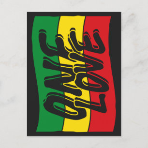 One Love Flag Reggae Rasta Postcard