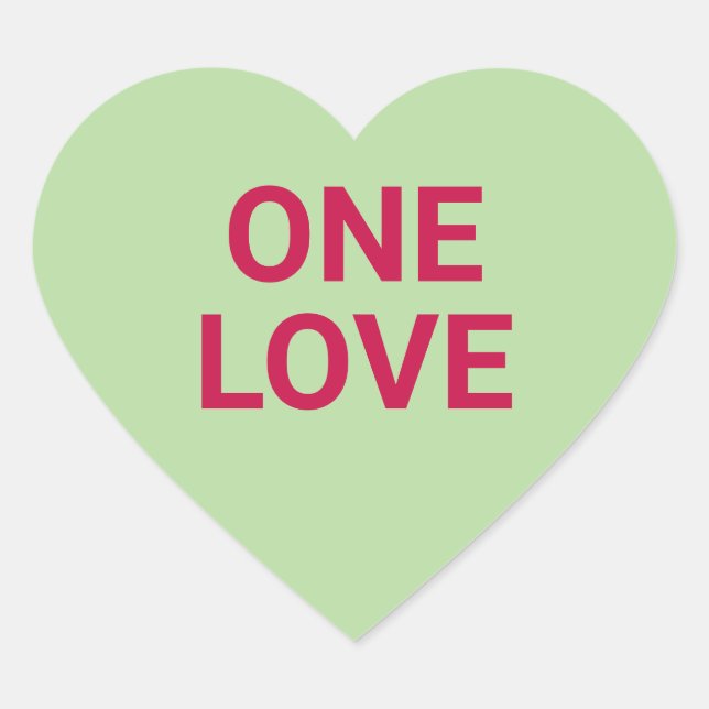 One love green cute Valentine's Day conversation Heart Sticker (Front)