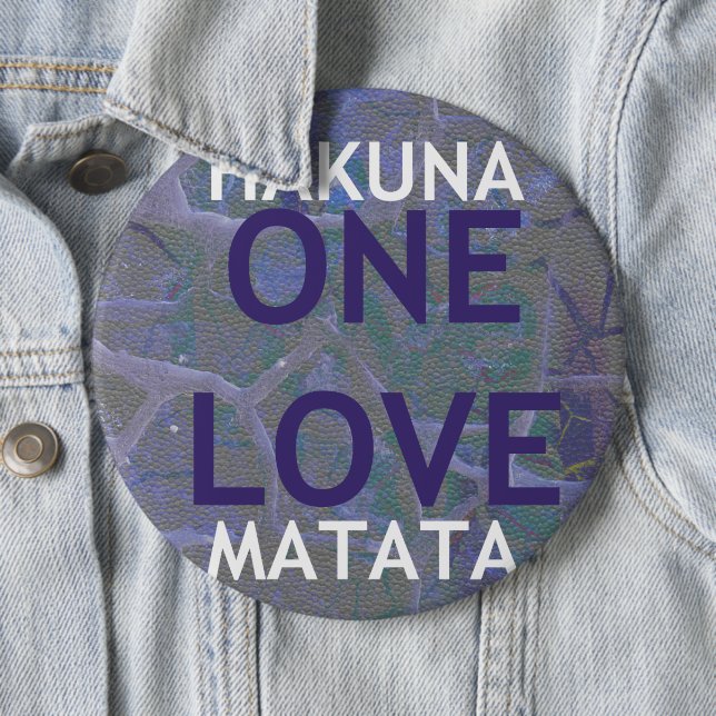 One Love Hakuna Matata Swahili Blue Gray Abstract  6 Cm Round Badge (In Situ)