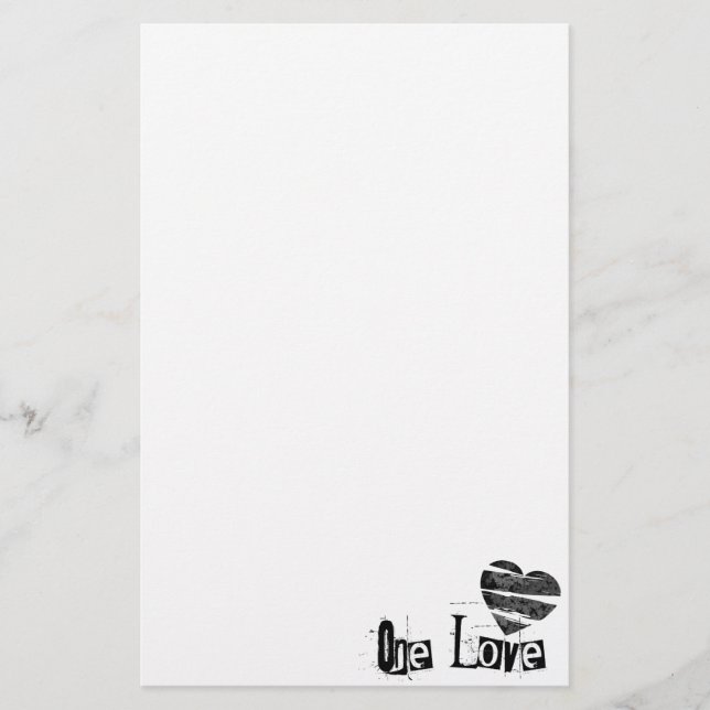 One Love Heart Black Stationery (Front)